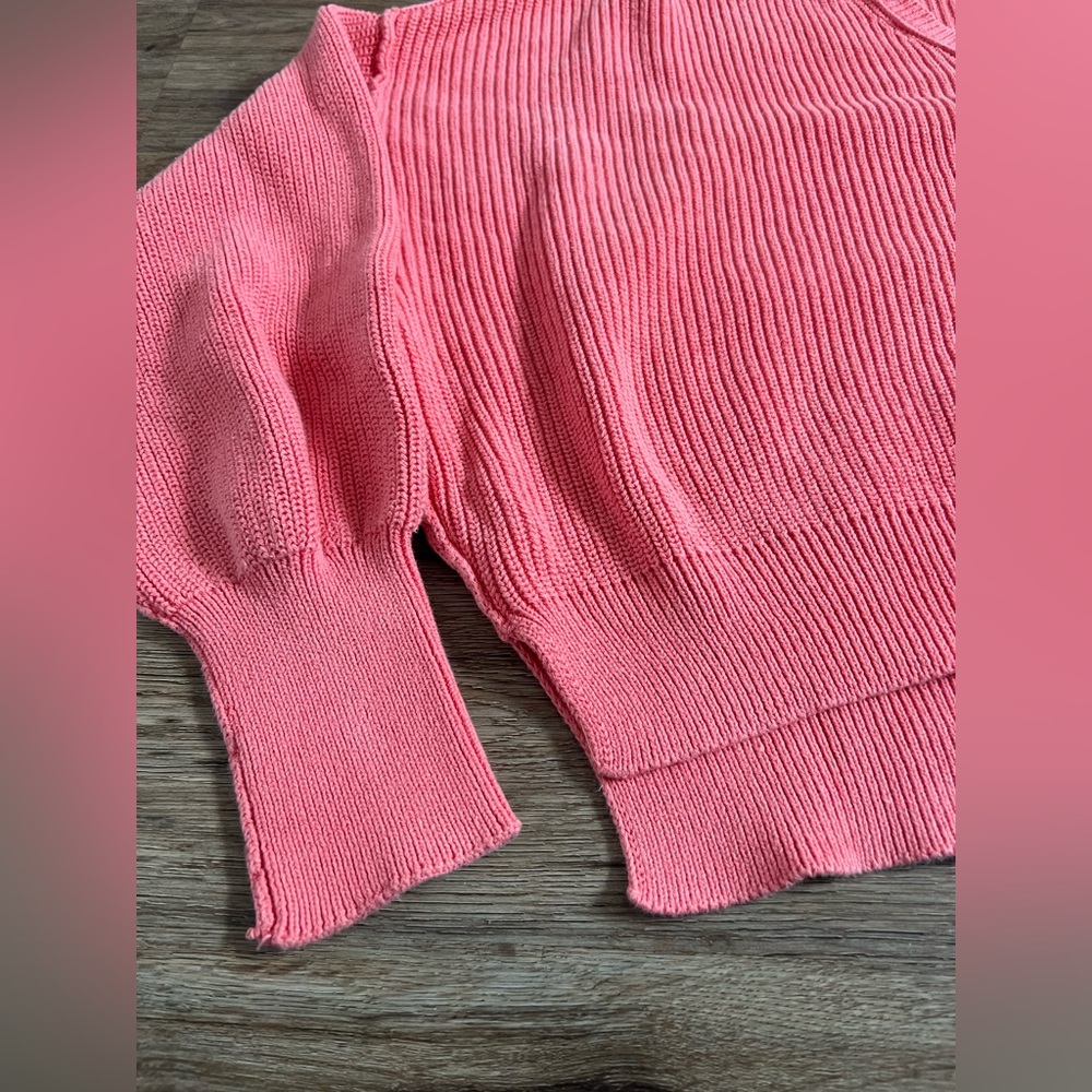 Aerie Beyond Cropped Sweater Haute Coral Pink Size XL - Picture 5 of 9